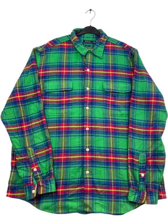 POLO RALPH LAUREN ΦΑΝΕΛΕΝΙΟ ΠΟΥΚΑΜΙΣΟ CLASSIC ΚΑΡΟ ΠΡΑΣΙΝΟ ΑΝΤΡΙΚΟ PRE OWNED XXL