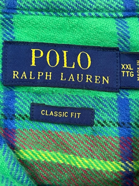 POLO RALPH LAUREN ΦΑΝΕΛΕΝΙΟ ΠΟΥΚΑΜΙΣΟ CLASSIC ΚΑΡΟ ΠΡΑΣΙΝΟ ΑΝΤΡΙΚΟ PRE OWNED XXL