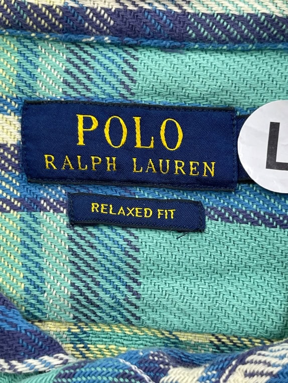 POLO RALPH LAUREN FLANNEL SHIRT CLASSIC GREEN ΑΝΤΡΙΚΟ PRE OWNED L