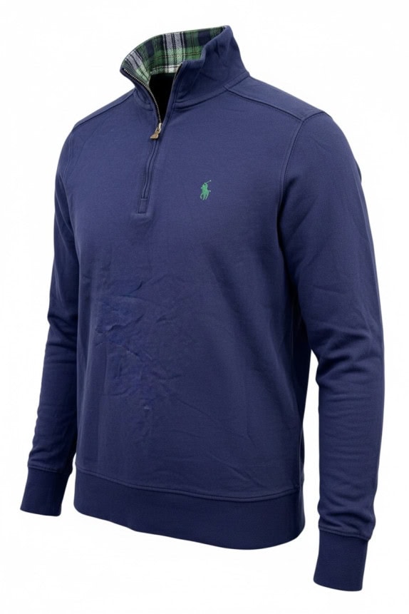 POLO RALPH LAUREN FELPA HALF ZIP CLASSIC NAVY UOMO PRE OWNED XS