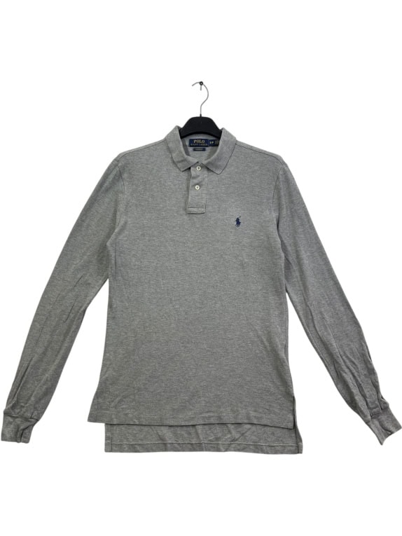 Polo Ralph Lauren Polo grigio a maniche lunghe Custom Fit taglia M