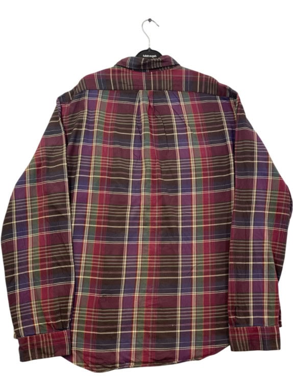 POLO RALPH LAUREN PLAID SHIRT CLASSIC BURGUNDY MENS PRE OWNED XXL