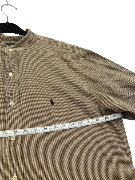 POLO RALPH LAUREN ΚΟΝΤΟΜΑΝΙΚΟ ΠΟΥΚΑΜΙΣΟ CLASSIC ΚΑΦΕ ΜΠΕΖ ΑΝΤΡΙΚΟ PRE OWNED XL