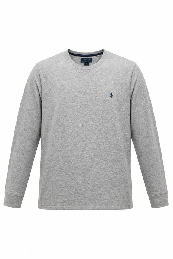 POLO RALPH LAUREN MAGLIA A MANICHE LUNGHE MINIMAL GRIGIA UOMO PRE OWNED L