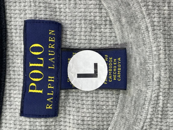 POLO RALPH LAUREN MAGLIA A MANICHE LUNGHE MINIMAL GRIGIA UOMO PRE OWNED L