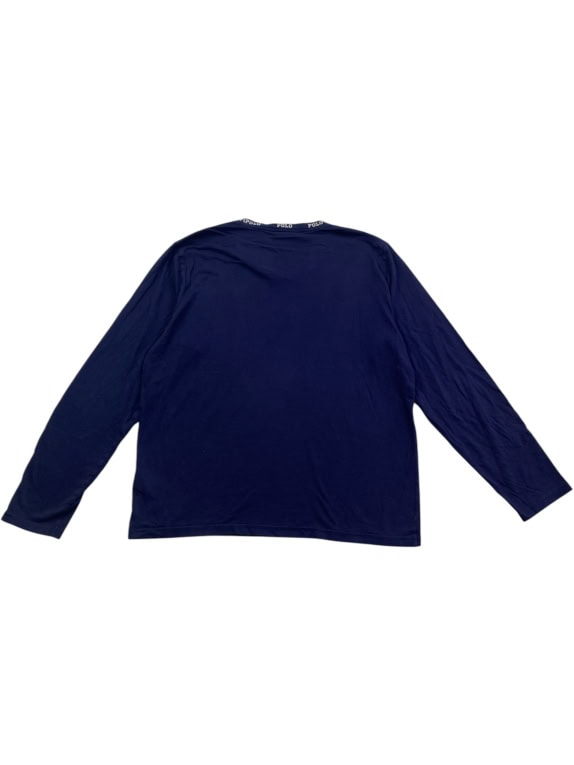 POLO RALPH LAUREN Long Sleeve T-Shirt Neck Logo Navy Blue UNISEX M