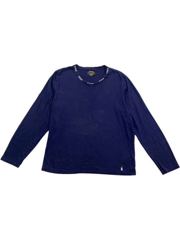 POLO RALPH LAUREN Long Sleeve T-Shirt Neck Logo Navy Blue UNISEX M
