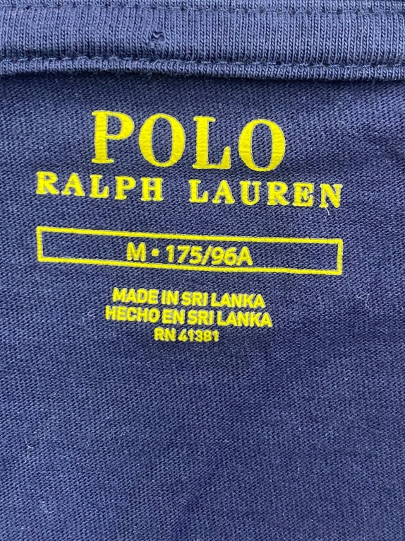 POLO RALPH LAUREN Long Sleeve T-Shirt Neck Logo Navy Blue UNISEX M
