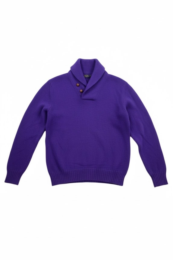 POLO RALPH LAUREN Shawl Neck Knit Sweater Purple Men's Medium