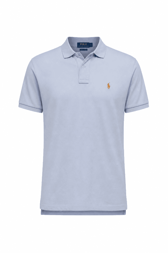 POLO RALPH LAUREN POLO SHIRT MINIMAL LIGHT BLUE MEN PRE OWNED L