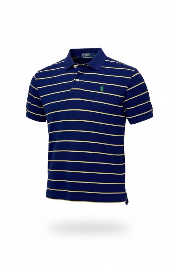 Polo Ralph Lauren Striped Polo Shirt Logo Blue Men's Size S