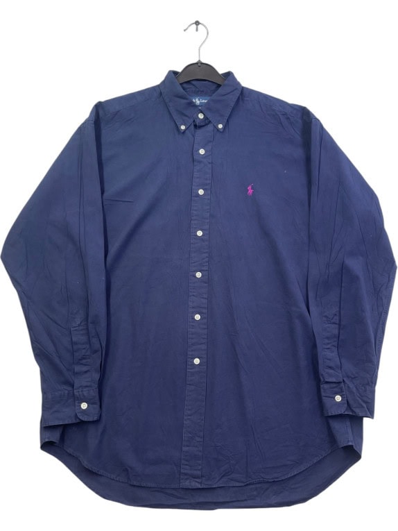 POLO RALPH LAUREN BUTTON DOWN SHIRT CLASSIC NAVY MEN PRE OWNED L