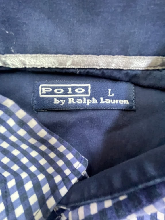 POLO RALPH LAUREN SHIRT CHECK LOGO BLUE MEN'S L