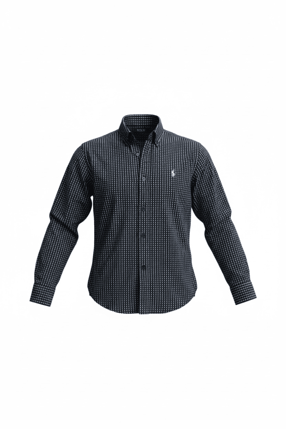 POLO RALPH LAUREN ΠΟΥΚΑΜΙΣΟ CHECK LOGO ΜΠΛΕ ΑΝΔΡΙΚΟ L