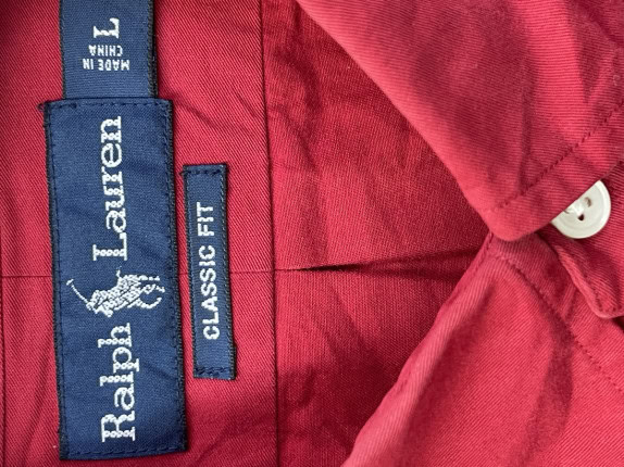 POLO RALPH LAUREN SHIRT CLASSIC FIT RED MEN PRE OWNED L