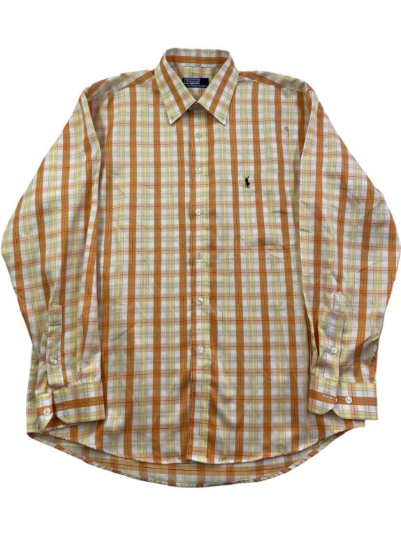 POLO RALPH LAUREN ΠΟΥΚΑΜΙΣΟ CLASSIC ΚΑΡΟ ΠΟΡΤΟΚΑΛΙ ΑΝΤΡΙΚΟ PRE OWNED L