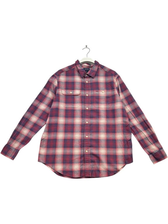 POLO RALPH LAUREN ΠΟΥΚΑΜΙΣΟ ΚΑΡΟ CLASSIC ΚΟΚΚΙΝΟ ΜΠΛΕ ΑΝΤΡΙΚΟ PRE OWNED M