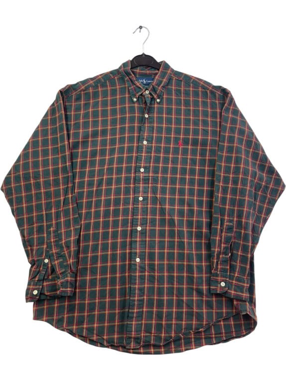 POLO RALPH LAUREN ΠΟΥΚΑΜΙΣΟ ΚΑΡΟ CLASSIC ΣΚΟΥΡΟ ΠΡΑΣΙΝΟ ΑΝΤΡΙΚΟ PRE OWNED L