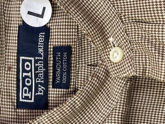 1990S POLO RALPH LAUREN CAMICIA CLASSICA BEIGE UOMO PRE OWNED L