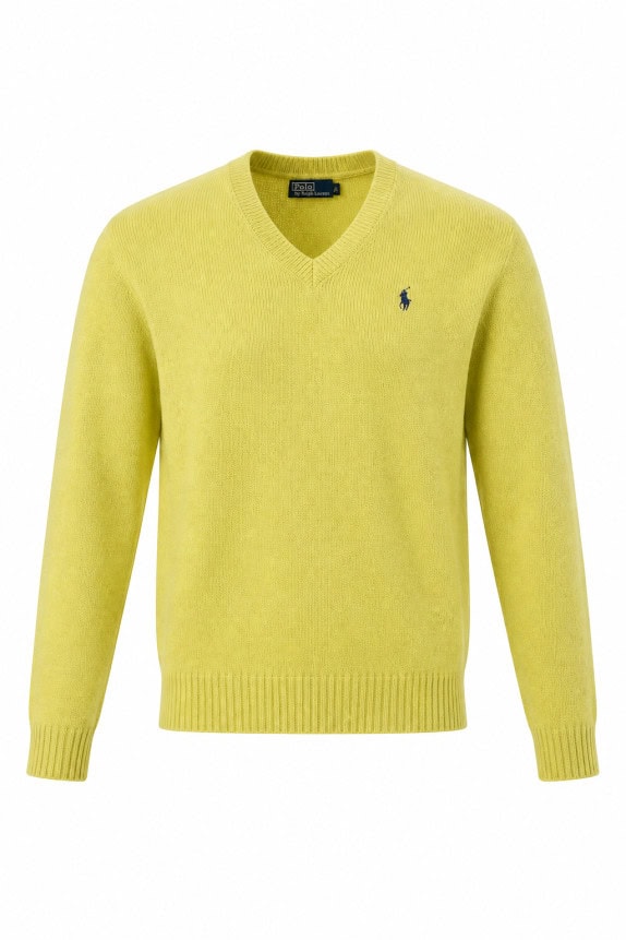 1990S POLO RALPH LAUREN V NECK SWEATER MINIMAL YELLOW MENS PRE OWNED M