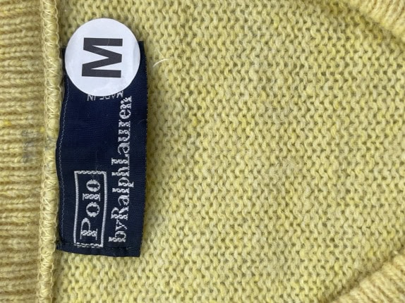 1990S POLO RALPH LAUREN ΠΟΥΛΟΒΕΡ V NECK MINIMAL ΚΙΤΡΙΝΟ ΑΝΤΡΙΚΟ PRE OWNED M