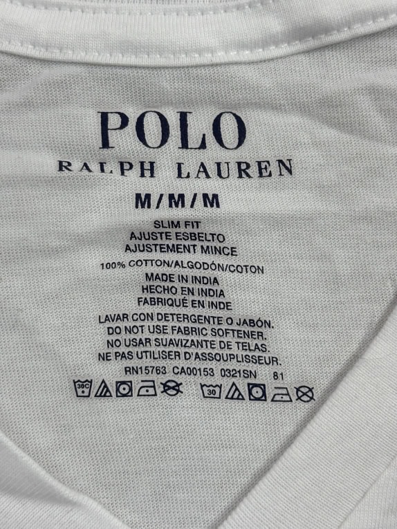 POLO RALPH LAUREN T-SHIRT CON SCOLLO A V CON LOGO RICAMATO BIANCO UNISEX MEDIUM