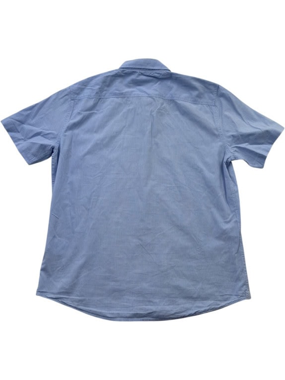 POLOWALK SHORT SLEEVE SHIRT STRIPED LIGHT BLUE MENS PRE OWNED M