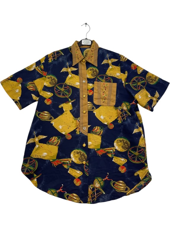 Πουκάμισο Retro με All-over Print Αστρονομία Μπλε UNISEX M