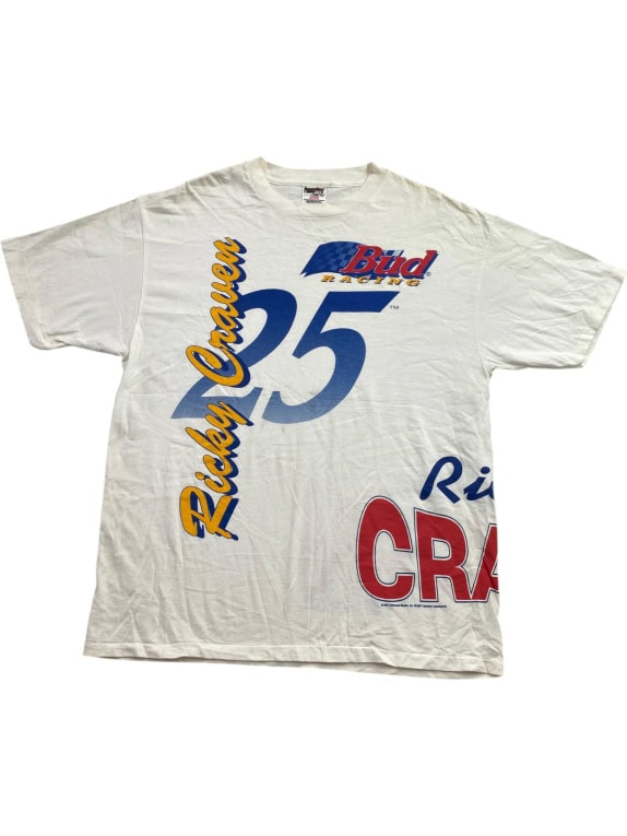 POWERPRO BY ONEITA T-SHIRT RICKY CRAVEN BUD RACING VINTAGE BIANCO UNISEX XL usato