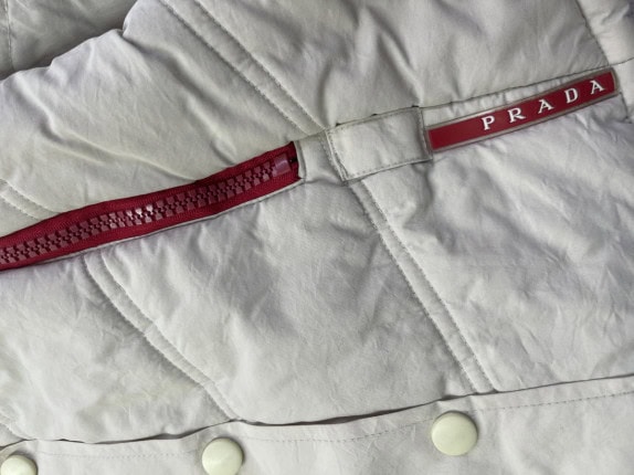 1990s PRADA HOODED JACKET MINIMAL CREAM WOMEN PRE OWNED S