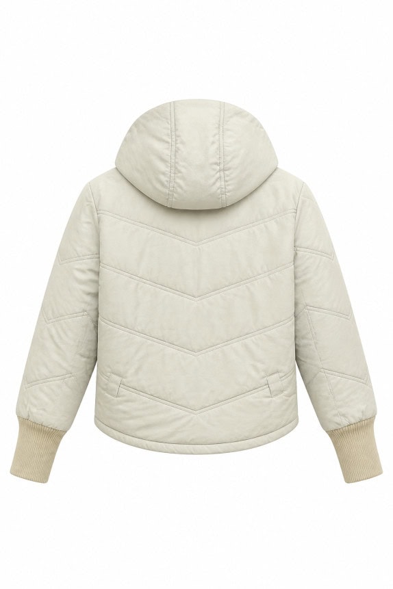 1990s PRADA HOODED JACKET MINIMAL CREAM WOMEN PRE OWNED S