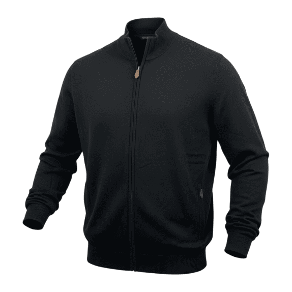 PRE END Cardigan in maglia casual con zip da uomo nero