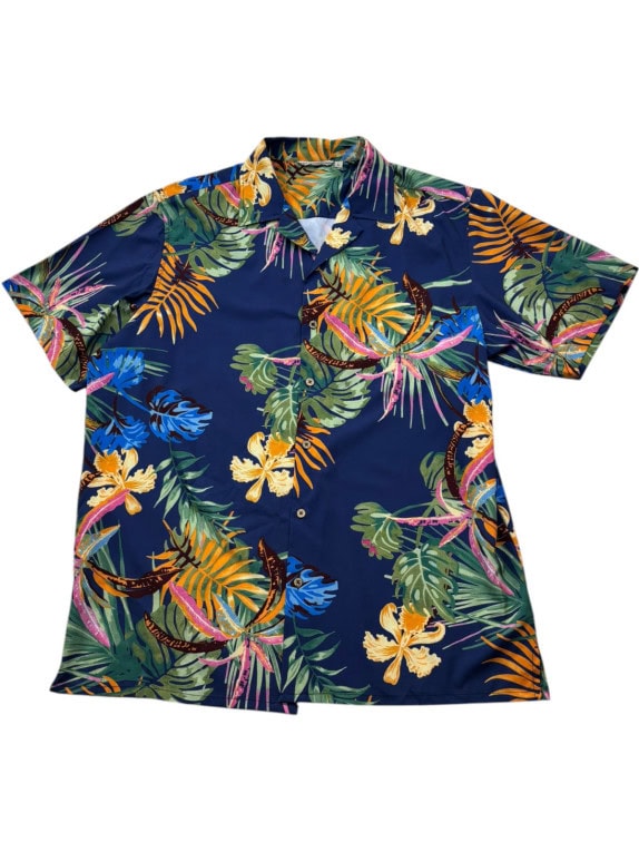 PRE OWNED ΠΟΥΚΑΜΙΣΟ TROPICAL PRINT ΜΠΛΕ ΑΝΔΡΙΚΟ M