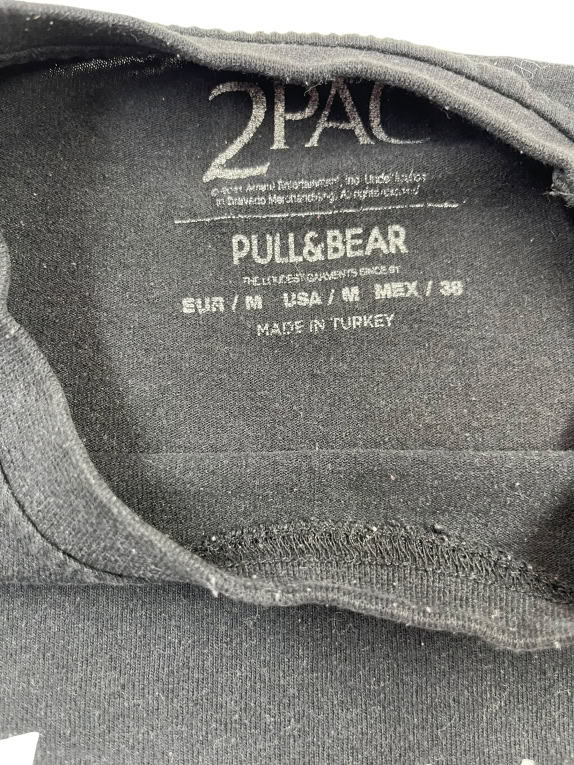 PULL&BEAR T-SHIRT 2PAC "ALL EYEZ ON ME" GRAPHIC ΜΑΥΡΟ UNISEX M