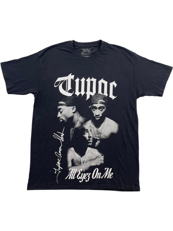 PULL&BEAR T-SHIRT 2PAC "ALL EYEZ ON ME" GRAPHIC ΜΑΥΡΟ UNISEX M