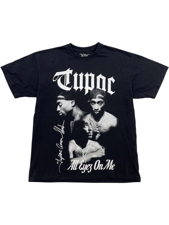 PULL&BEAR T-SHIRT 2PAC "ALL EYEZ ON ME" GRAPHIC ΜΑΥΡΟ UNISEX M