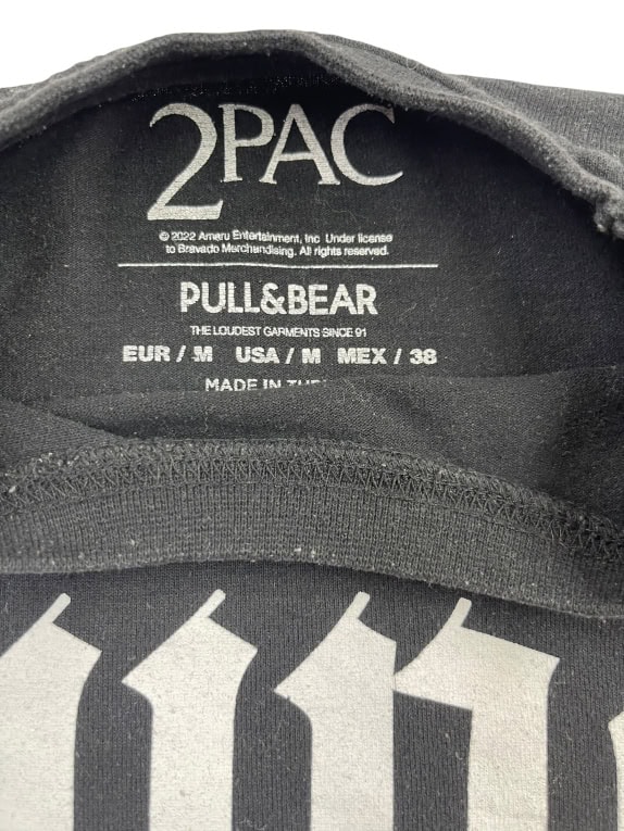 PULL&BEAR T-SHIRT 2PAC "ALL EYEZ ON ME" GRAPHIC ΜΑΥΡΟ UNISEX M