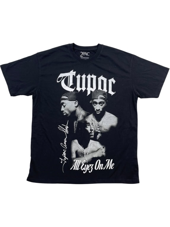 PULL&BEAR T-SHIRT 2PAC "ALL EYEZ ON ME" ΜΑΥΡΟ UNISEX L