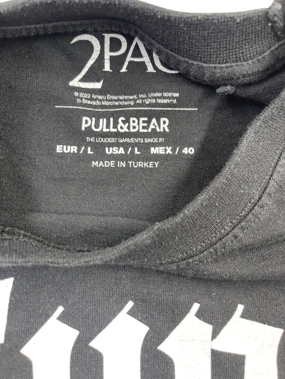 PULL&BEAR T-SHIRT 2PAC "ALL EYEZ ON ME" ΜΑΥΡΟ UNISEX L