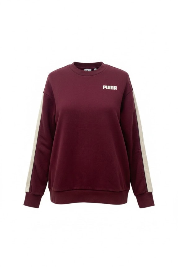 PUMA SWEATSHIRT OVERSIZED BURGUNDY WOMEN PRE OWNED S