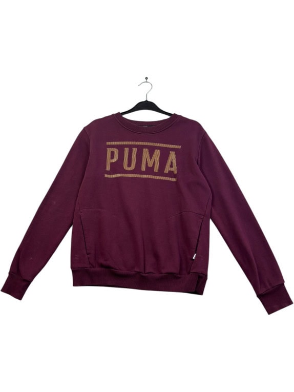 PUMA CREWNECK SWEATSHIRT SPORTSWEAR BURGUNDY WOMEN PRE OWNED S