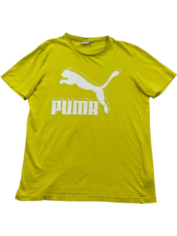 PUMA GRAPHIC TEE SPORTSWEAR YELLOW MEN PRE OWNED L