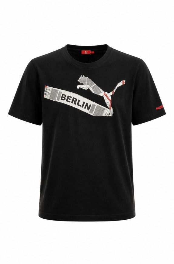 PUMA GRAPHIC TEE STREETWEAR BLACK MEN PRE OWNED L