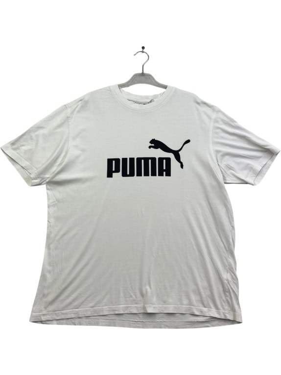 Puma Λευκό T-Shirt με Logo Βαμβακερό Size L