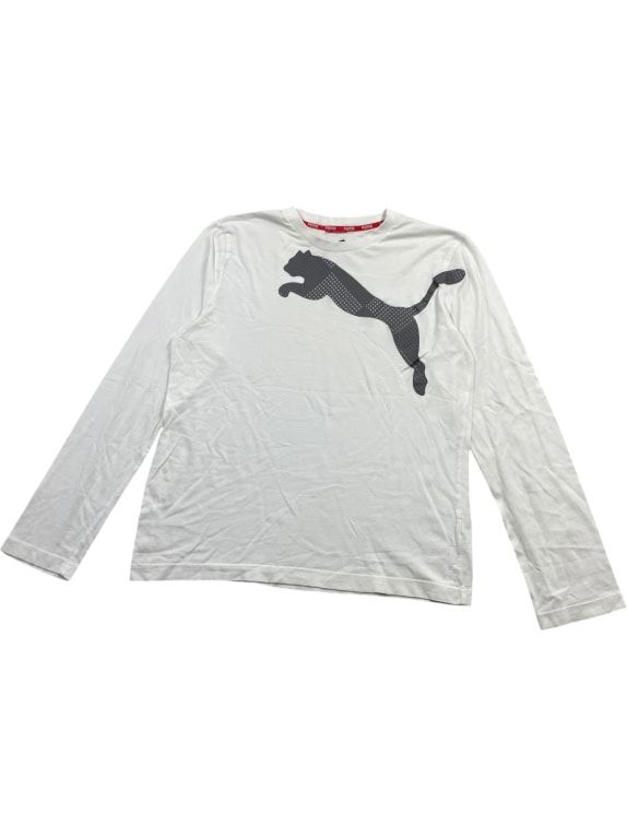 PUMA ΜΠΛΟΥΖΑ ΜΑΚΡΥΜΑΝΙΚΗ VINTAGE BIG LOGO ΛΕΥΚΗ ΑΝΔΡΙΚΗ L