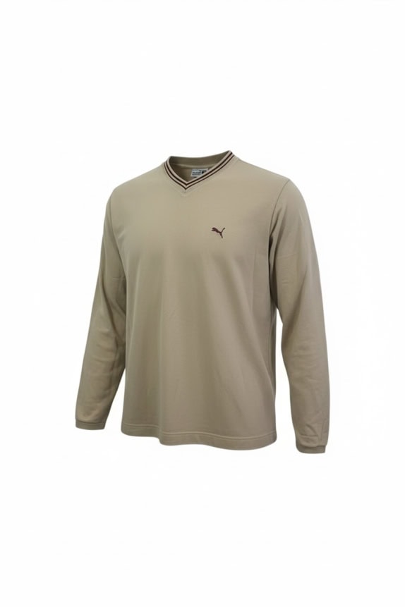 PUMA LONG SLEEVE SHIRT VINTAGE LOGO BEIGE UNISEX XL