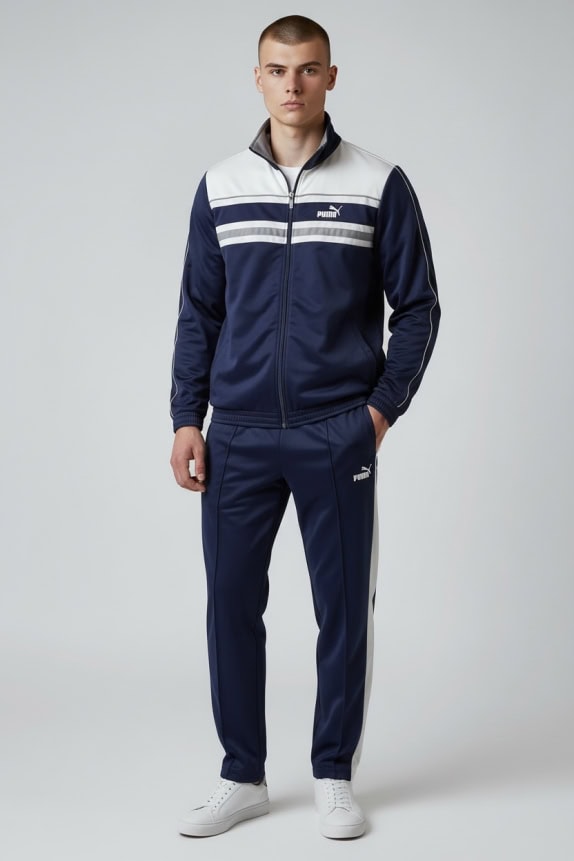 PUMA TUTA SET STILE VINTAGE CON LOGO RICAMATO BLU/BIANCO UOMO TAGLIA M