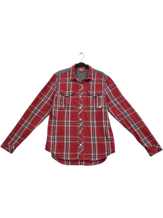 PUMA SPORTLIFESTYLE CAMICIA DA UOMO A QUADRI STILE FLANELLA ROSSO/BLU L