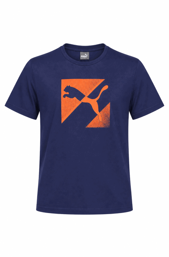 PUMA T SHIRT GRAPHIC NAVY UNISEX PRE OWNED L