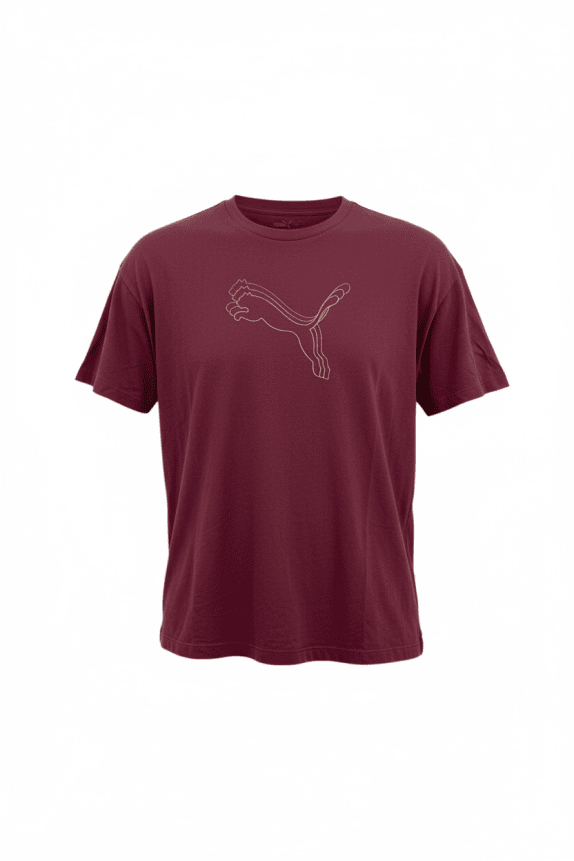 PUMA PRINTED LOGO T-SHIRT BURGUNDY MEN'S M-L